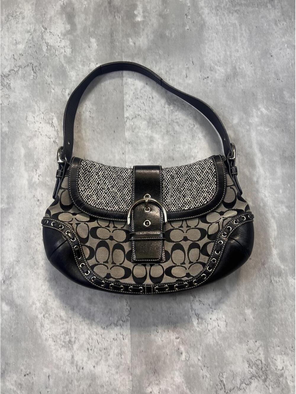 Y2K Coach Signature Soho Black Shoulder Bag